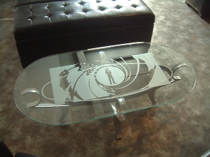 Crafted gun barrel-themed coffee table, by Dwight Lockhart